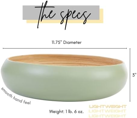 Fruit Bowl for Kitchen Counter – Handmade Spun Bamboo, Large 11.75" Fruit Basket, Eco-Friendly Decorative Serving Bowl for Home Decor, Produce Storage & Centerpiece (Sage)