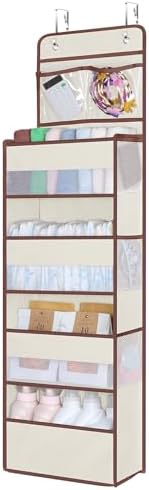 Univivi Over Door Hanging Organizers for Baby Essential, 5-shelf, Beige