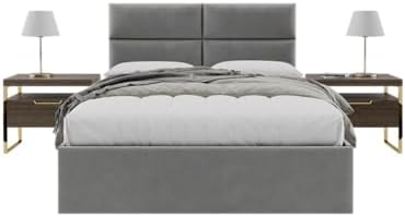Vänt Wall Mounted Headboard Panels, Queen/Full, Velvet Smoke Grey