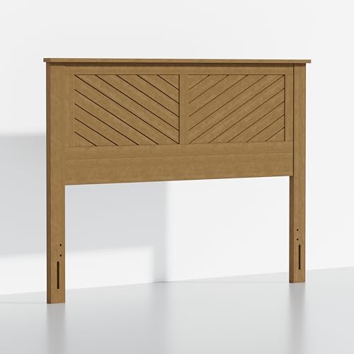 ComfIQ Serene Wood Panel Headboard with Chevron Scoring, Queen, Pine