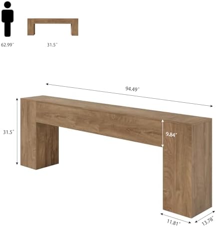 Epecoya 94.5-Inch Console Tables for Entry Way, Natural Oak Brown
