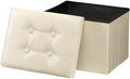 Bsketa Storage Ottoman Bench,17 Inch Folding Leather Foot Rest Stool,Beige