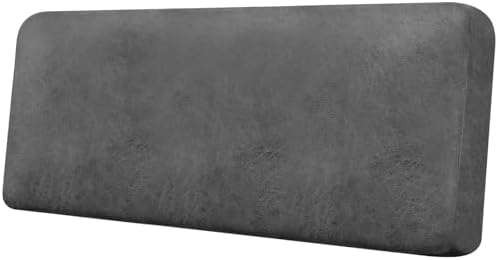 Couch Cushion Cover Leather-Look 1PC Stretch Sofa Seat Slipcover for Living Room Individual Sofa Cushion Cover Couch Seat Protector, Pet-Friendly, Non-Slip, Easy Fit - Grey