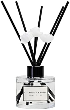 CULTURE & NATURE Reed Diffuser Set 4oz (120ml) Eucalyptus Pine Scented Diffuser with Sticks Home Fragrance Reed Diffuser for Bathroom Shelf Decor