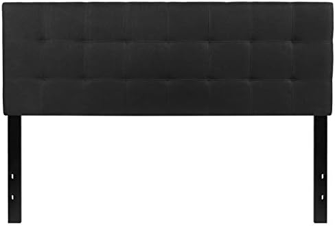 EMMA + OLIVER Black Queen Quilted Tufted Headboard