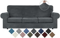 WEERRW 4 Pieces Couch Cover for Sofa Velvet Sofa Covers Washable, Dark Grey