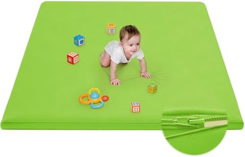 Waterproof Baby Play Mat for Floor Memory Foam 47 * 47 Cushion Playpen Playmat Tummy Time Crawling Mat Nursery Rug Thick Pad Create Soft & Safe Area for Infants,Toddler,Kids,Green