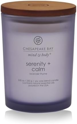 Chesapeake Bay Candle Medium Jar Scented Candle Serenity + Calm (Lavender Thyme) Home Décor Orange Gifting Idea Burn Time of 50 Hours