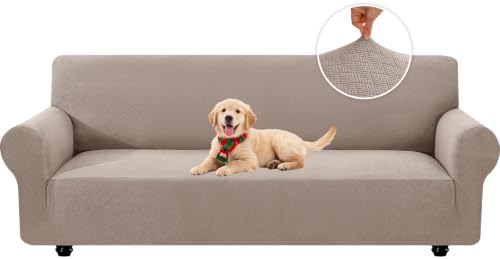 XINEAGE Stretch 4 Seater Slipcover, Non-Slip Pet Couch Cover,Khaki