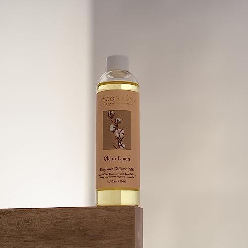 Cocorrína Reed Diffuser Refill - Clean Linen 6.7 oz. Scented Oil for Reed Diffuser Home Fragrance for Bedroom, Bathroom Home Decor
