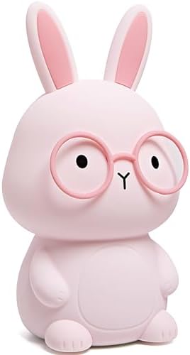 FAMIDUO Bunny Night Light for Kids, Safe Silicone Touch Lamp with Timer