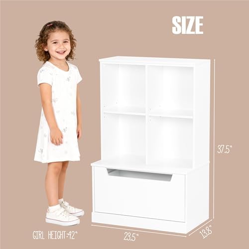 UTEX Kids Bookshelf and Toy Storage Organizer, Toddler Bookcase with Cubby