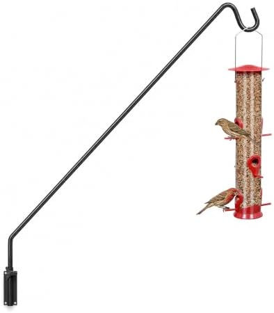 MIXXIDEA Heavy Duty Extended Reach Wall Mounted Deck Hook Wall Pole,Bracket Direction and Length Adjustable Plant Bracket for Bird Feeders, Planters, Suet Baskets, Lanterns, Wind Chimes,Black
