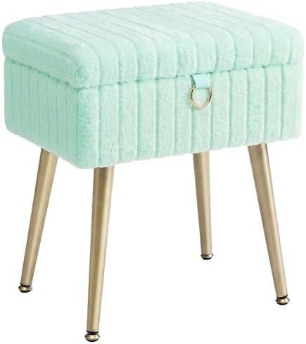 SONGMICS Vanity Stool Chair with Storage, Metal Legs, Max. Load 440 lb