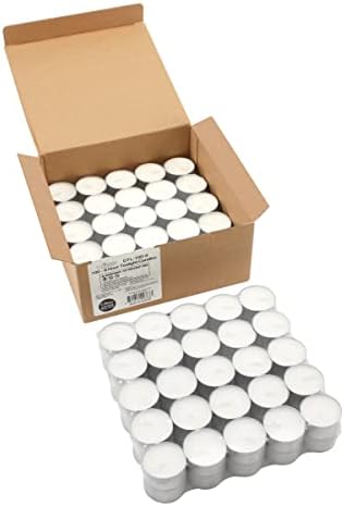 Stonebriar Bulk 100 Count, Unscented Smokeless Long Burning Tea Light Candles with 6-7 Hour Extended Burn Time (Pack of 8, 800 Count Total)