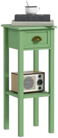 HOMCOM Narrow End Table with Drawer and Bottom Shelf Set of 1 Green