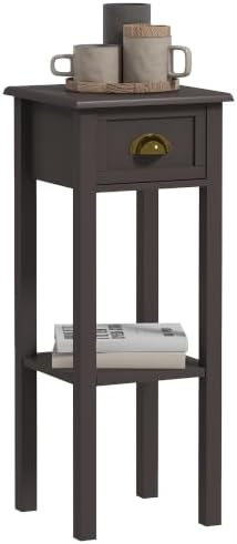 HOMCOM Narrow End Table with Drawer and Bottom Shelf Set of 1 Coffee