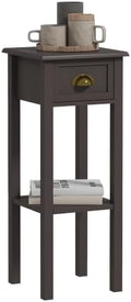 HOMCOM Narrow End Table with Drawer and Bottom Shelf Set of 1 Coffee