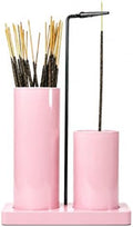 2 in 1 Incense Burner Holder for Sticks,Glass Incense Holder with Storage,Upside Down Incense Holder for Sticks with Glass Ash Catcher for Meditation Yoga Spa Room Home Decor[All Pink]
