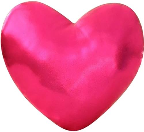Pink Heart Decorative Throw Pillow, Adorable Heart Accent Cushion for Bed Couch Sofa, Waist Cushion for Car Seat Back Support, Photography Prop and Home Decor