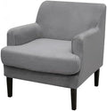 Mid-Century Accent Chair Covers with Cushion Cover Velvet 2 Pieces Upholstered Armchair Slipcovers for Living Room Comfy Sofa Reading Furniture Protector for Apartment Bedroom Office (Gray)
