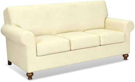 URBANLIFE 4-Piece Stretch Sofa Covers for 3 Cushion Couch, Cream