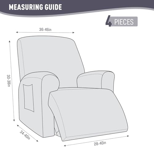KinCam Oversized Recliner Chair Covers, Reclining Cover, Light Gray