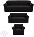 3Pcs Sofa Cover Stretch Soft with Non-Slip Foam and Elastic Bottom
