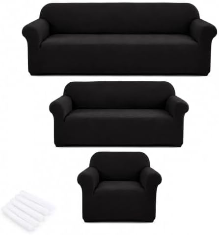 3Pcs Sofa Cover Stretch Soft with Non-Slip Foam and Elastic Bottom