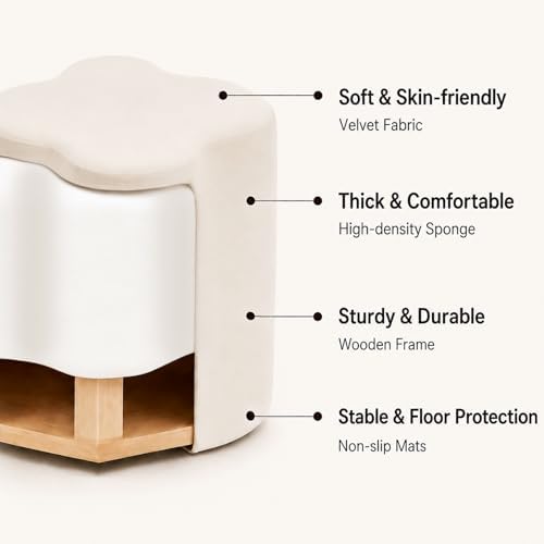 Flower-Shaped Ottoman Foot Stool, 15.7" Velvet Accent Ottoman