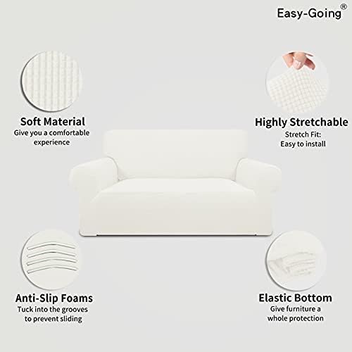 Easy-Going Stretch Oversized Loveseat Couch Covers Washable Cream