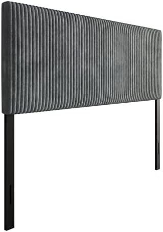 Queen Corduroy Velvet Upholstered Adjustable Headboard, Grey
