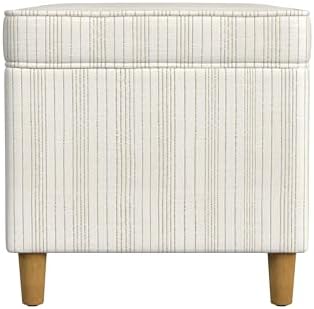 Spatial Order 24" Dinah Collection Storage Ottoman - Cream Marigold Pinstripe Fabric