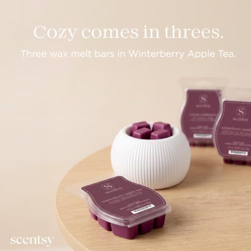 Scentsy Wax Melts, Winterberry Apple Tea 3 Bar Set, Paraffin Wax, 7.8 oz