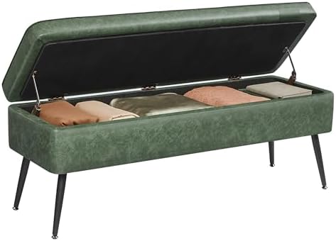 VASAGLE Storage Ottoman Bench, PU Leather, Steel Legs