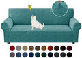 YEMYHOM 1 Piece Stretch Couch Covers for 3 Cushion Couch, Jacquard Sofa Cover with Non-Slip Elastic Bottom, Thickened Slipcover Furniture Protector for Dogs Pets (Large, Peacock Blue）