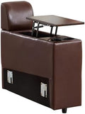 LEVNARY Modular Lift-Top Console with USB Charging and Cup Holders, Center Storage Module for Modular Reclining Sofa (Brown)