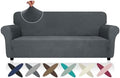 ZNSAYOTX Super Stretch Couch Cover (72"-92"), New Striped Sofa Covers Fitted Slipcovers with Elastic Bottom, Dog Cat Pets Proof Spandex Fabric Comfortable & Durable (Dark Grey, Sofa)