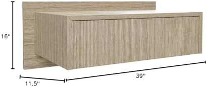 VANT 39 in Floating Wall Mounted Nightstand with Drawer, Cerused White Oak
