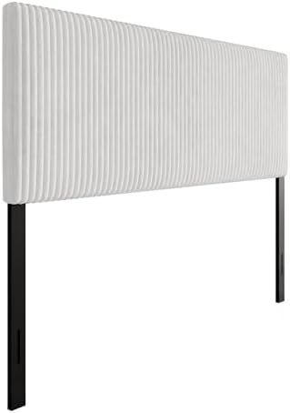 Queen Corduroy Velvet Upholstered Adjustable Headboard, White