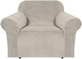 H.VERSAILTEX Stretch Velvet Armchair Cover Couch Covers 1 Cushion Chair Slipcover for Living Room Furniture Cover Crafted from Thick Comfy Rich Velour (Chair 31"-49", French Oak)