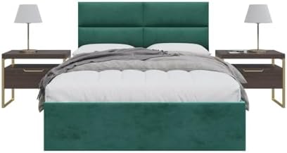 Vänt Wall Mounted Headboard Panels, Queen/Full, Velvet Emerald Green