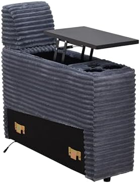 LEVNARY Modular Lift-Top Console with USB Charging and Cup Holders, Center Storage Module for Modular Reclining Sofa (Gray)