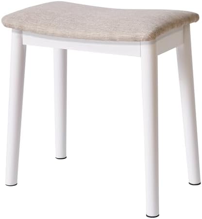 IBUYKE Saddle Cushion Vanity Stool Chair, Piano Bench, Light Linen WBD007WY