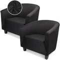 Chair Covers Armchair, 2 Pack Stretch Black Barrel Club Chair Slipcovers, Round Back Chair Sofa Covers Armchair Removable Couch Furniture Protector for Bar Living Room Bedroom Hotel Counter