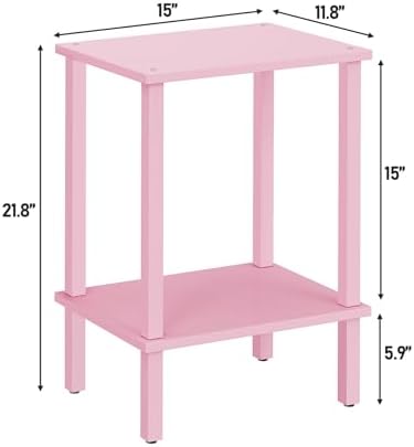 TUTOTAK End Table, Set of 2, Side Table, Nightstand, 2-Tier Storage Shelf
