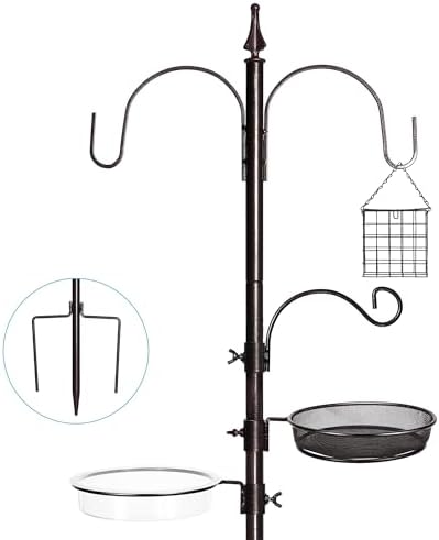 YINGYM Bird Feeder Stand Pole, 77 Inch Bird Feeding Station for Outside