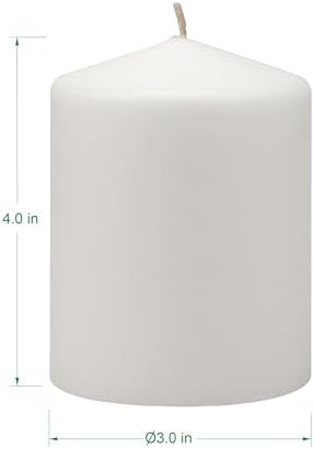 Stonebriar Tall 35 Hour Long Burning Unscented White Wax Pillar Candles 3 Count, 3 x 4 inches (Pack of 4)