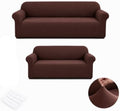 2Pcs Sofa Cover Stretch Soft with Non-Slip Foam and Elastic Bottom