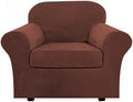 H.VERSAILTEX Rich Velvet Stretch 2 Piece Cover Chair Slipcover Sofa Cover Furniture Protector Couch Soft with Elastic Bottom Chair Couch Cover Width Up to 49 Inch (Chair, Burnt Brick)